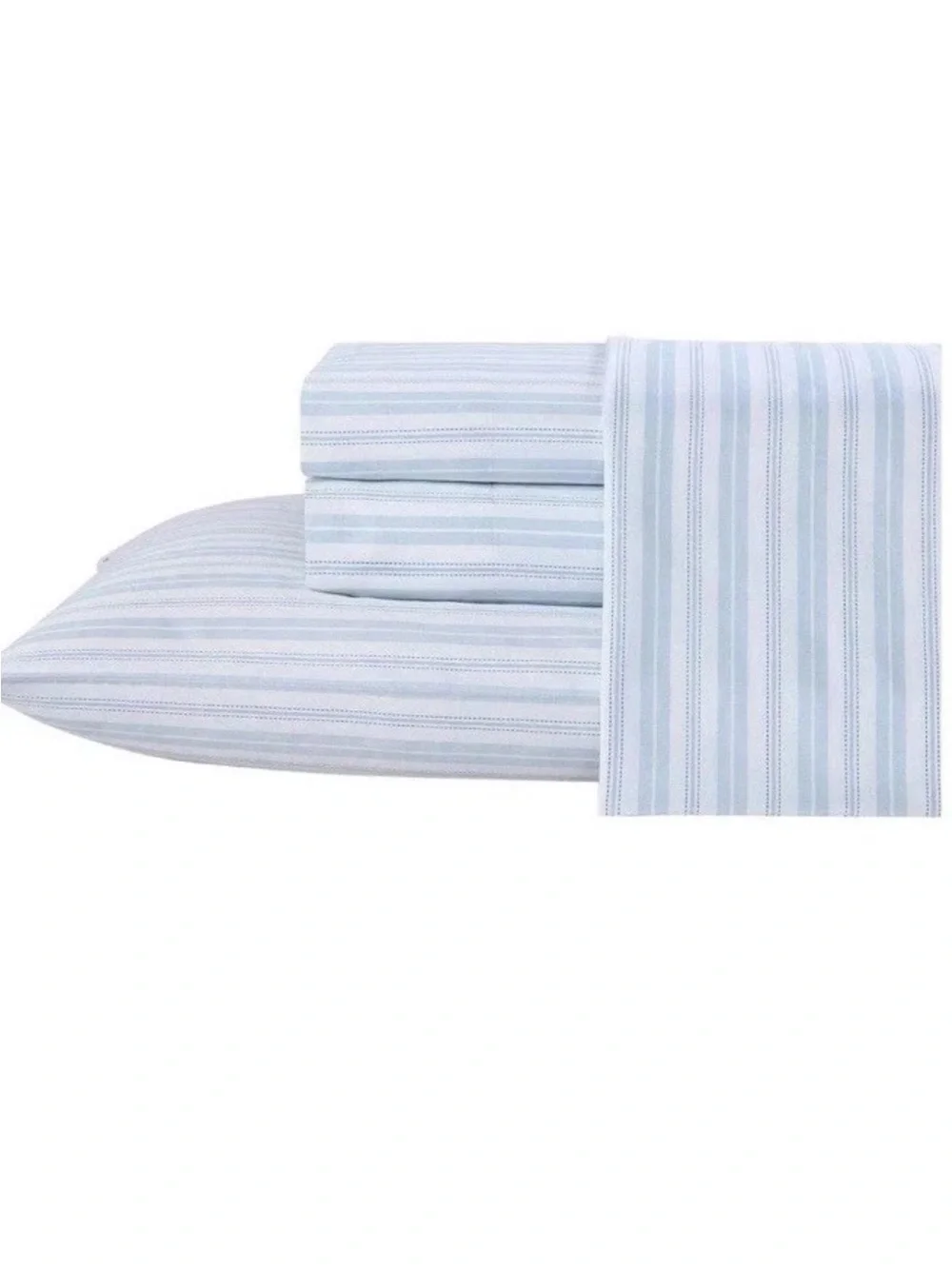 Laura Ashley Fern Blue Stripe King 300TC Cotton Sateen Sheet Set NWT